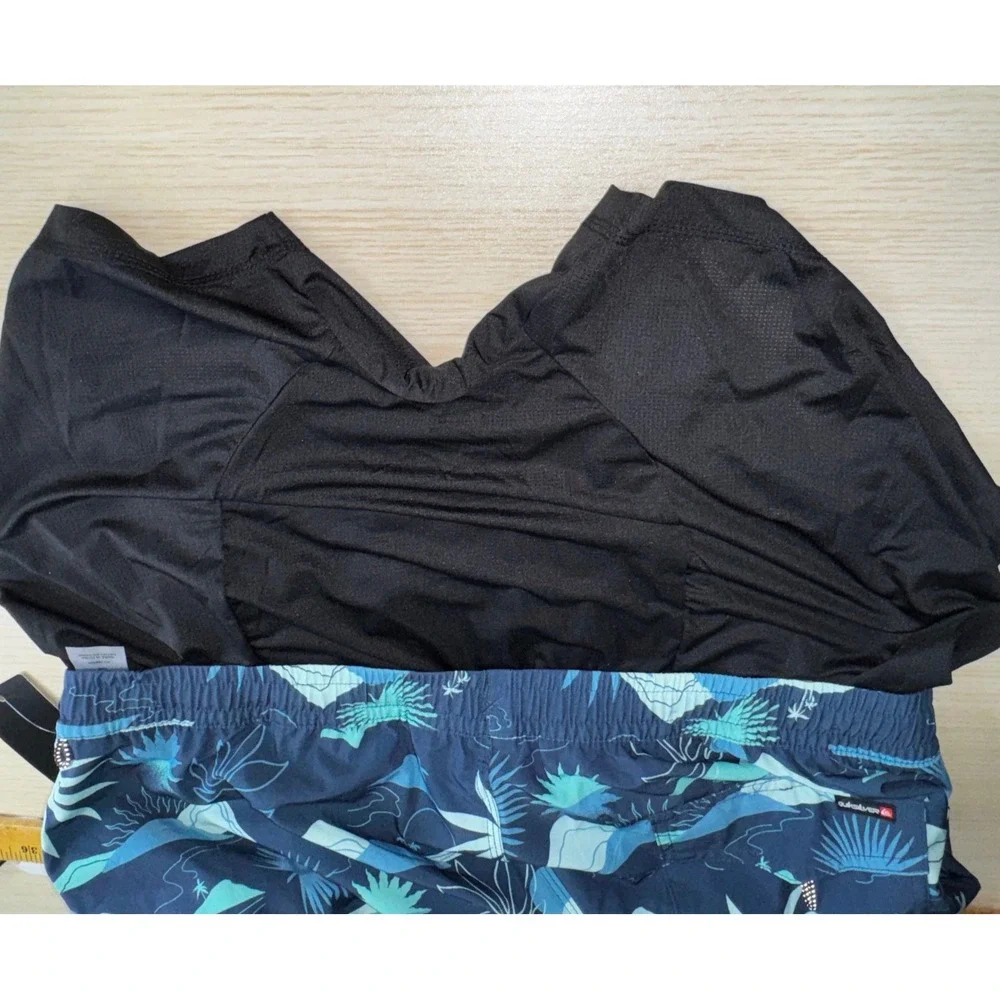 Quiksilver Mens Swim Trunks XXL Navy Blue Tropical Palm Print Board Shorts NEW
